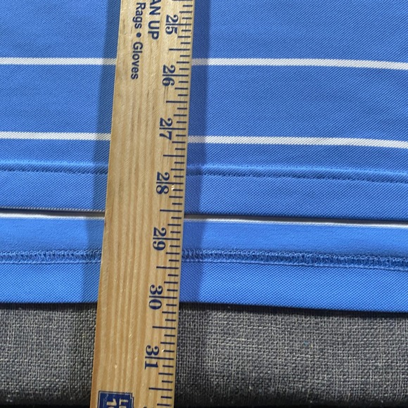 Peter Millar Summer Comfort Blue Stripe Polo Shirt Mens Large Golf Performance - Picture 6 of 8